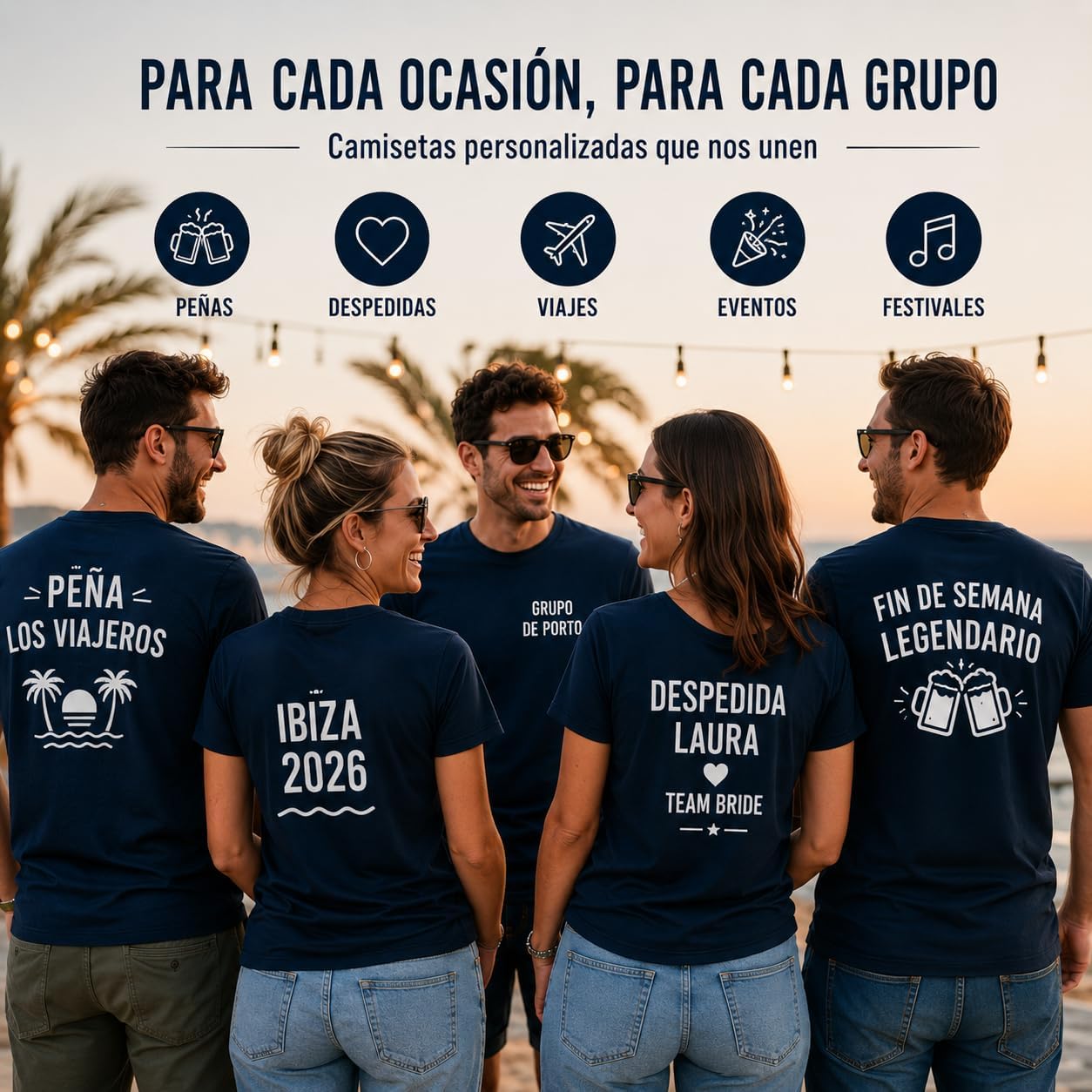 Pack 10 Camisetas Técnicas Personalizadas para Peñas, Despedidas y Grupos | Camisetas Deportivas Unisex para Eventos y Amigos (FR/ES, Letras, M, Azul)