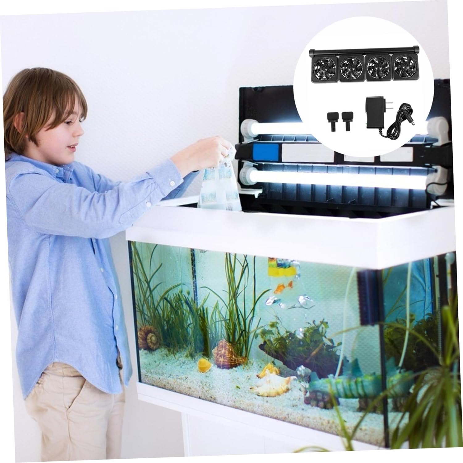 BESPORTBLE Fish Tank Cooling Fans 4-Head Fish Tank Cooling System Adjustable Aquarium Chiller Low Noise Operation