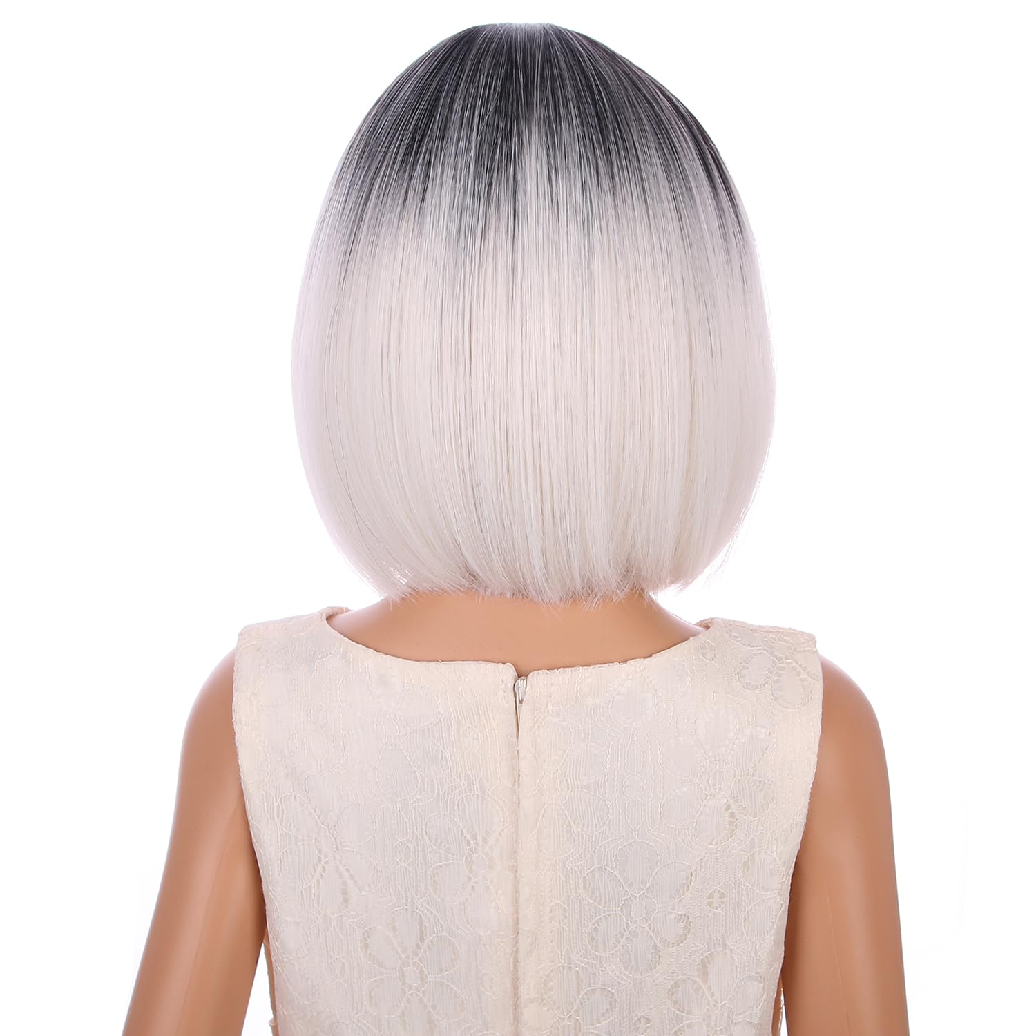 Ombre Blonde Kids Wig Girls Dark Roots Middle Part Wig Short Straight Bob Wigs Synthetic Wigs