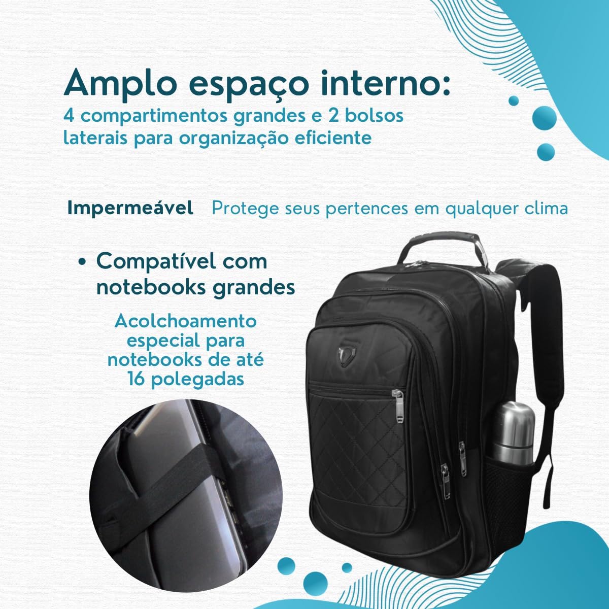 Mochila Masculina Faculdade Reforçada Feminina Escola Viagem Executiva