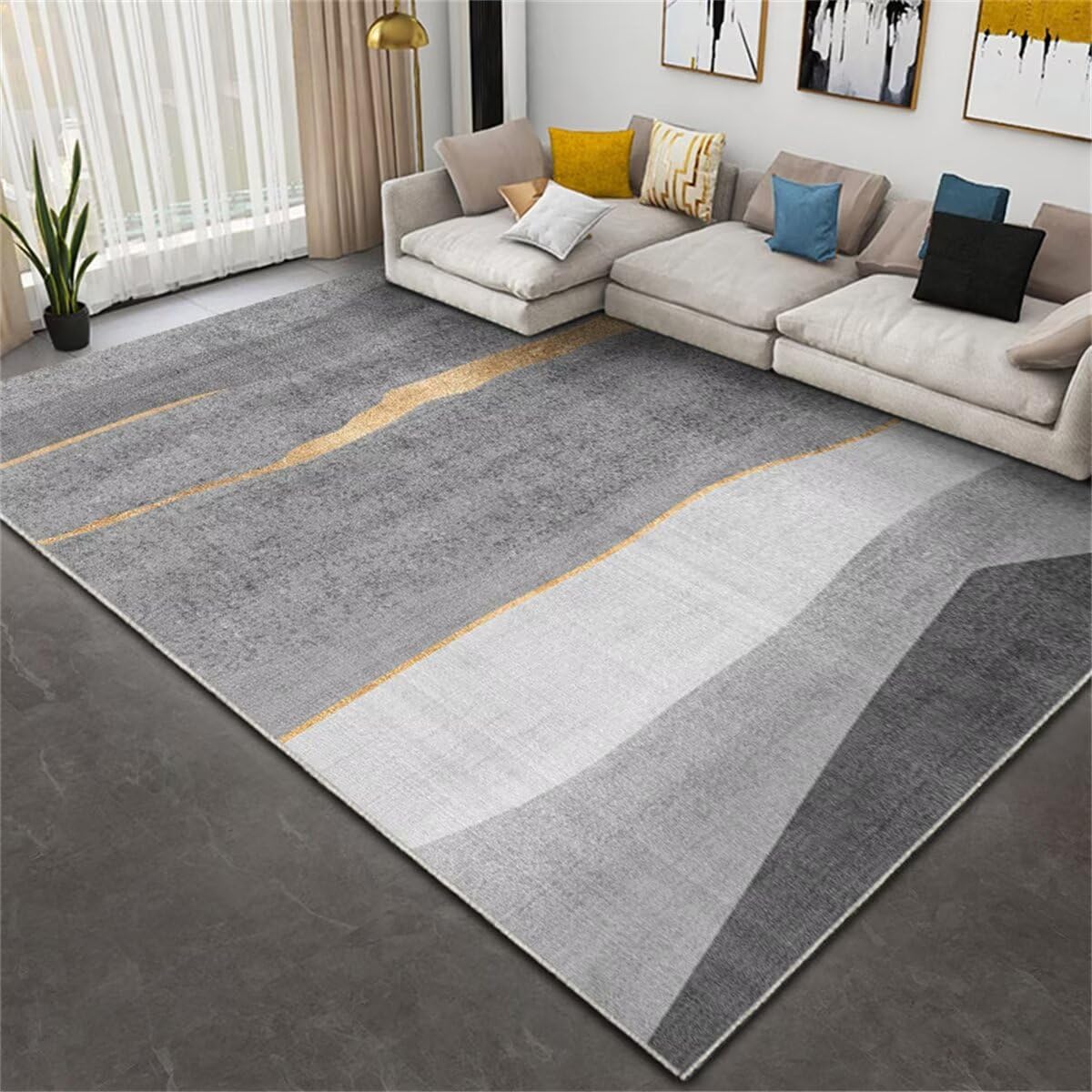 Tapis de salon gris 120x170cm pour decoration de terrasse et chambre
