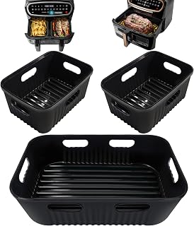 3pcs Air Fryer Accessories Set, Silicone Liner for Duronic Dual Air Fryer AF34, Reusable Air Fryer Silicone Liner for Duronic, Rectangular Airfryer Liners, BPA Free (1 x 10l+2x5L)