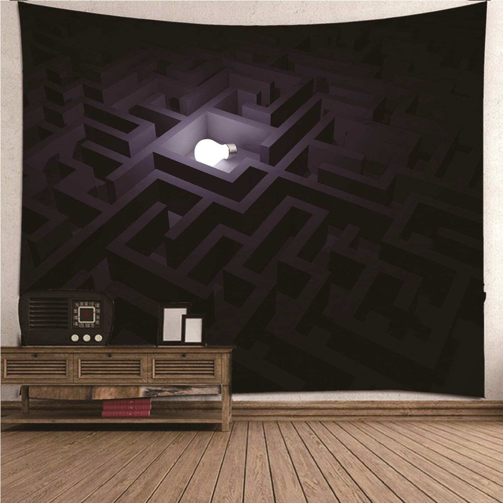Tapiz de pared para salón KnSam de 150x130 cm, decoración con diseño de bombilla negra