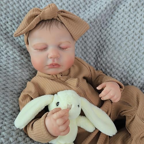 Miniatura 3 de Lifelike Reborn Baby Dolls - 22-Inch Sleeping Baby Soft Vinyl Realistic-Newborn Baby Dolls Cloth Body Poseable Real Life Baby Dolls Girl with Gift