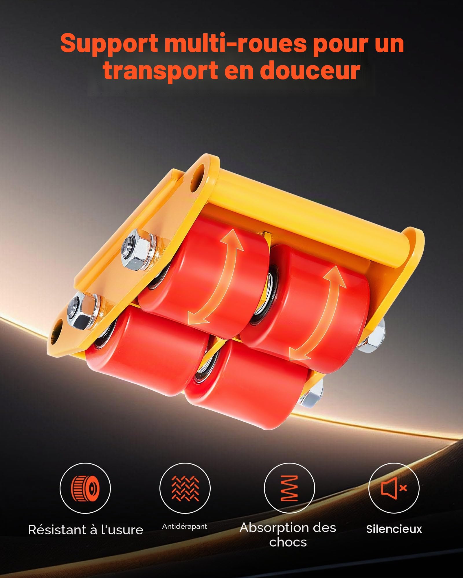 VEVOR Déménageur de Machines 6 T Chariot de Transport Charge Lourde Acier au Carbone Transporteur Équipements Industriels avec Socle Antidérapant Rotation 360° 4 Roues PU pour Entrepôt Atelier Usine