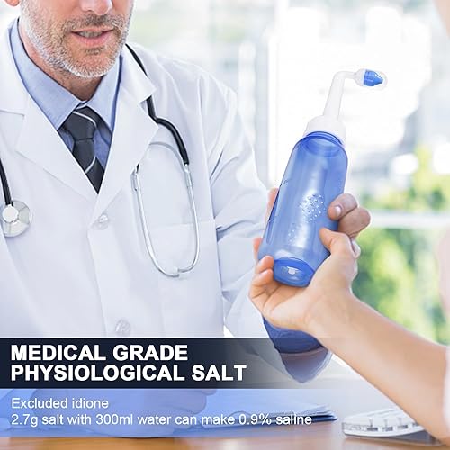 Miniatura 6 de Neti Pot Sinus Rinse Bottle - Gentle Nasal Wash Bottle Nose Cleaner for Effective Pressure Irrigatio 300 ML with 20 Nasal Wash Salt Packets