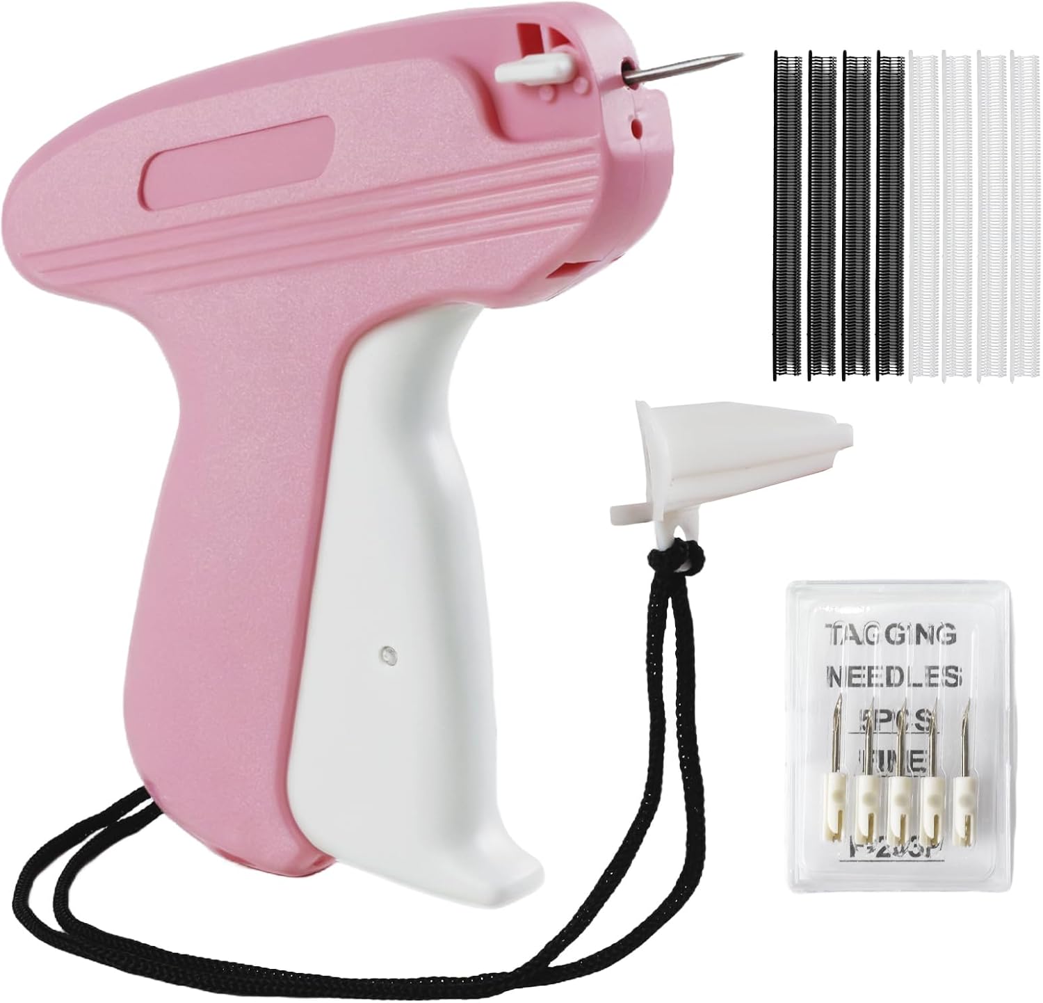 Stitch Gun for Clothes - Quick Clothes Fixer - Tagging Gun for Clothing with Sewing kit Includes 6 Needles,1000 Black Fasteners and White Fasteners (Pink)