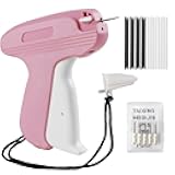 Stitch Gun for Clothes - Quick Clothes Fixer - Tagging Gun for Clothing with Sewing kit Includes 6 Needles,1000 Black Fasteners and White Fasteners （Pink）