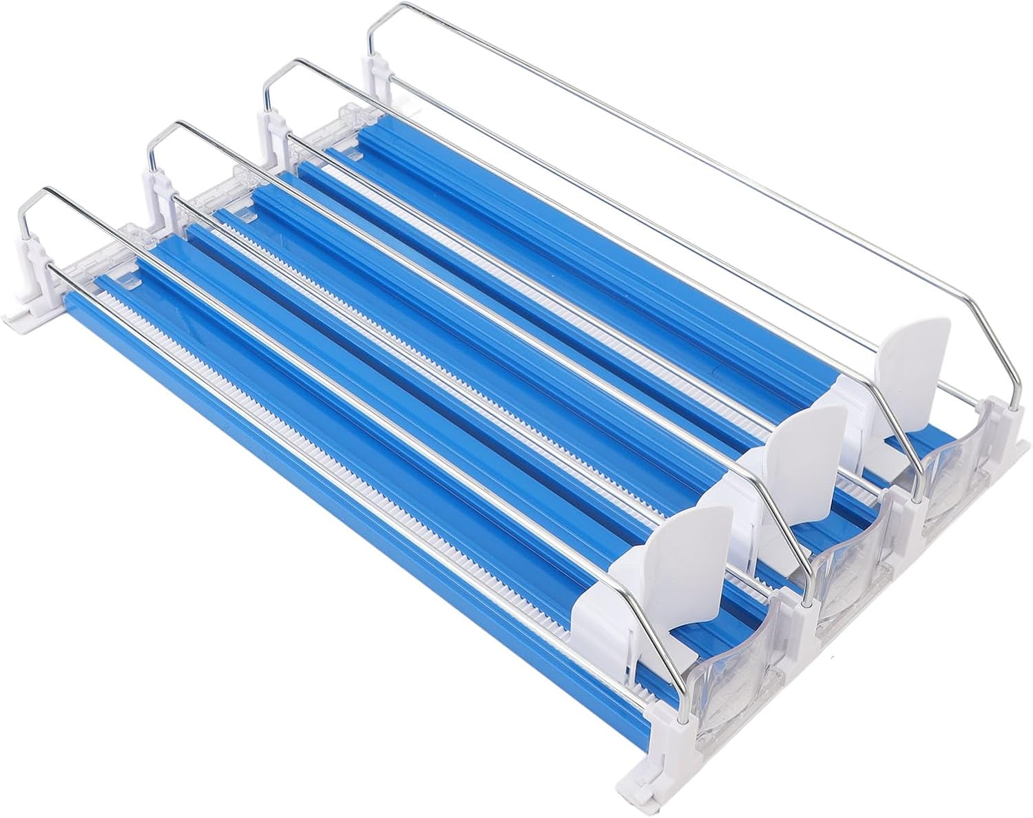 Pusher Glide Shelf for Refrigerator Supermarket, Labor Saving, Stabilizing Damper, Adjustable Divider, Automatic Drink Propeller (Black)(Blue)