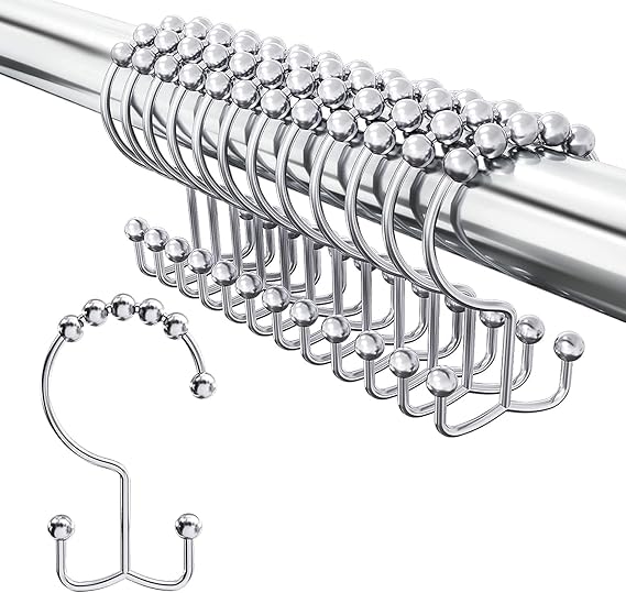 Utopia Bedding Shower Curtain Hooks Shower Rings Double Glide Roller