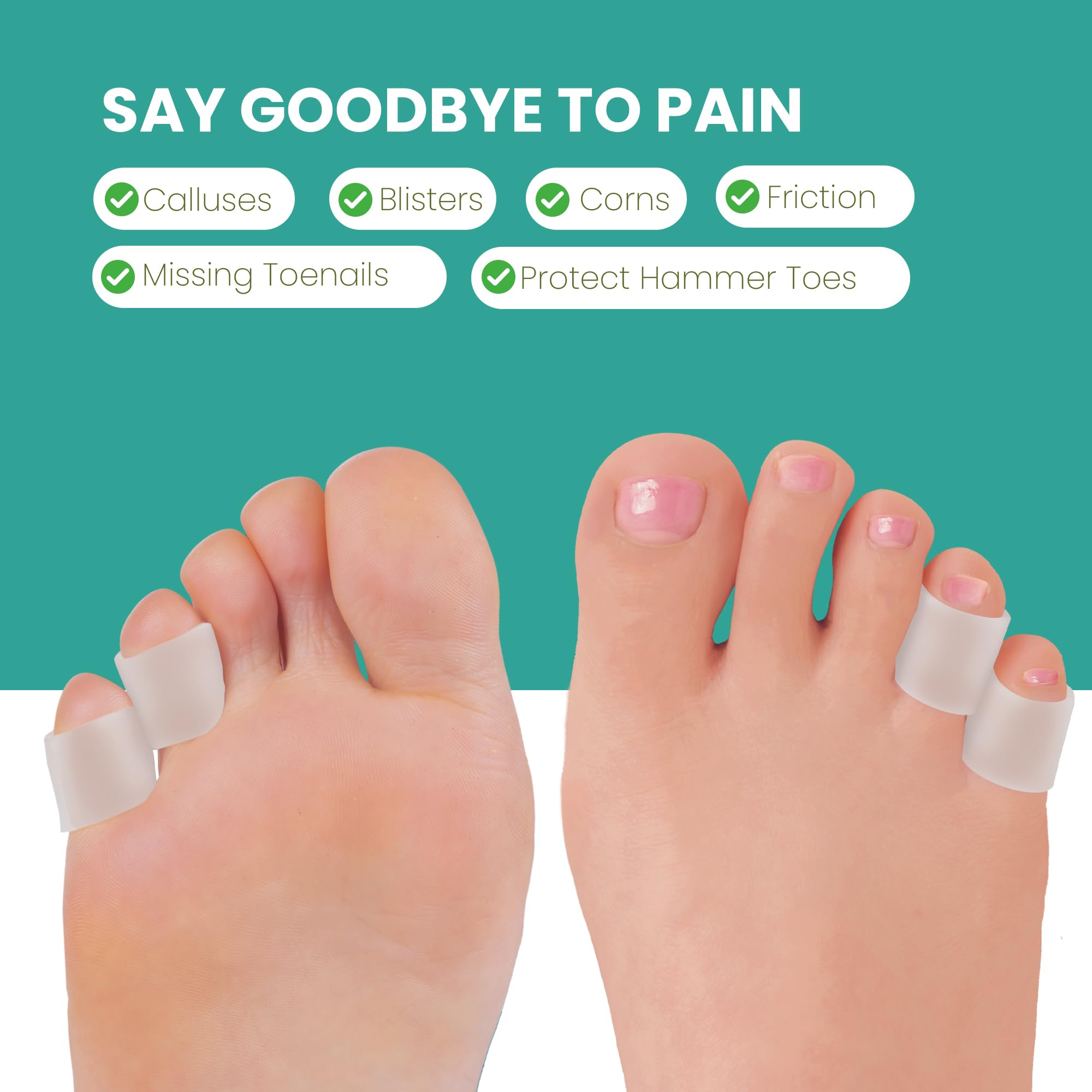 Welnove Protezioni per dita dei piedi, confezione da 12 pezzi, in silicone infuso con estratto di aloe vera, per calli, vesciche, cuscinetti in morbido gel per alleviare il dolore