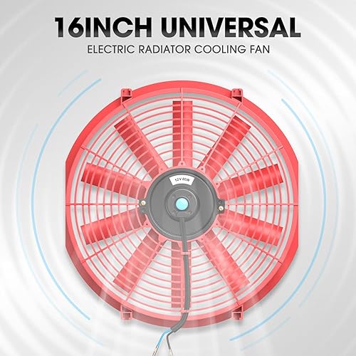 Vista 134 de DNA Motoring Ventilador de radiador delgado de enfriamiento eléctrico de alto rendimiento de 7 pulgadas con kit de montaje, azul, RAF-7-BL+FMK
