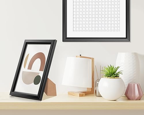 Miniatura 7 de LaVie Home - Marco de fotos (6 unidades), diseño simple con cristal de alta definición, para montaje en pared y en mesa, colección clásica, Negro,