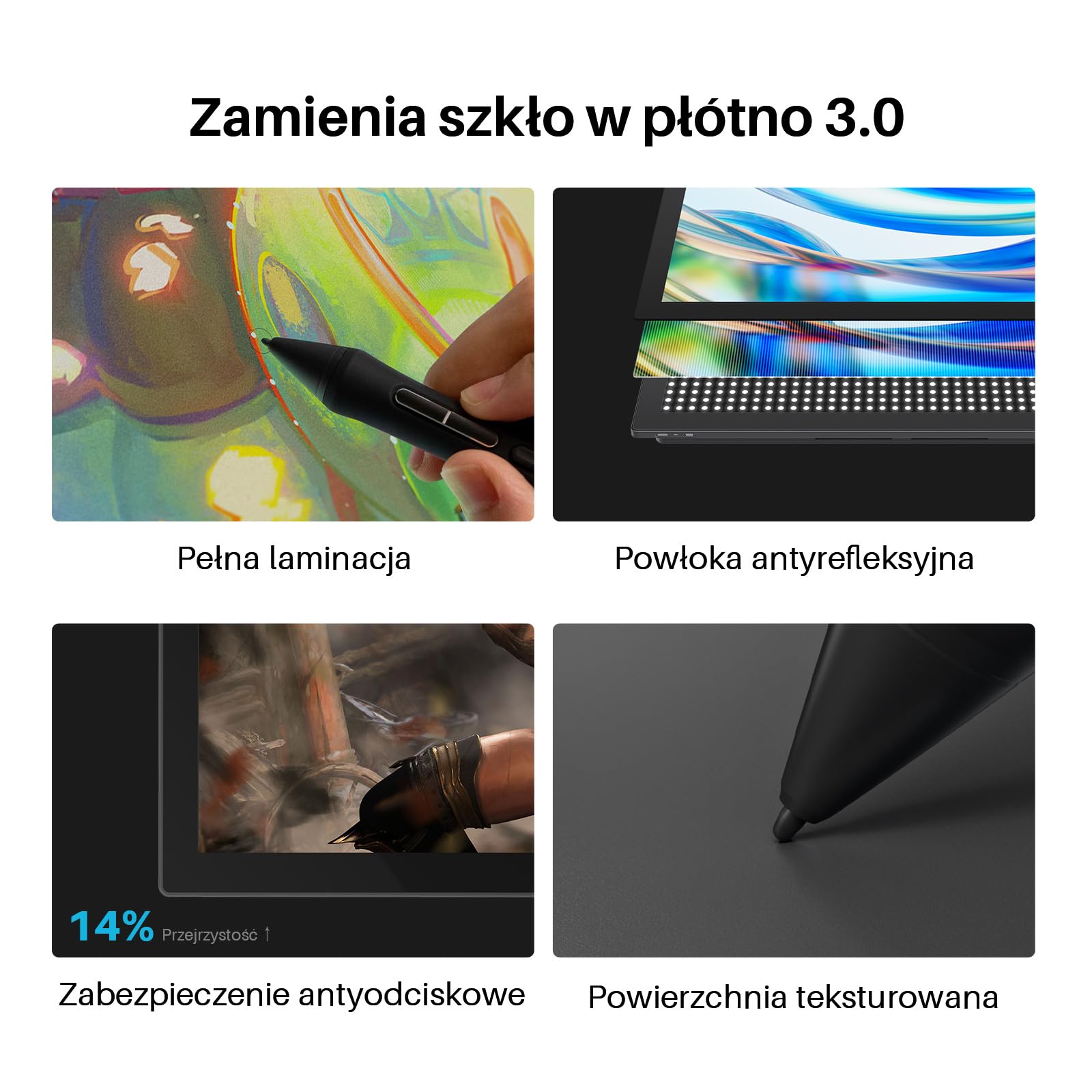 Huion Kamvas Pro 24 (gen 3) Tablet Graficzny z Ekranem, 23,8" 4K UHD, PenTech 4.0, 99% Adobe RGB, Dwa Pióra 16384 Poziomy, Bezprzewodowy Keydial