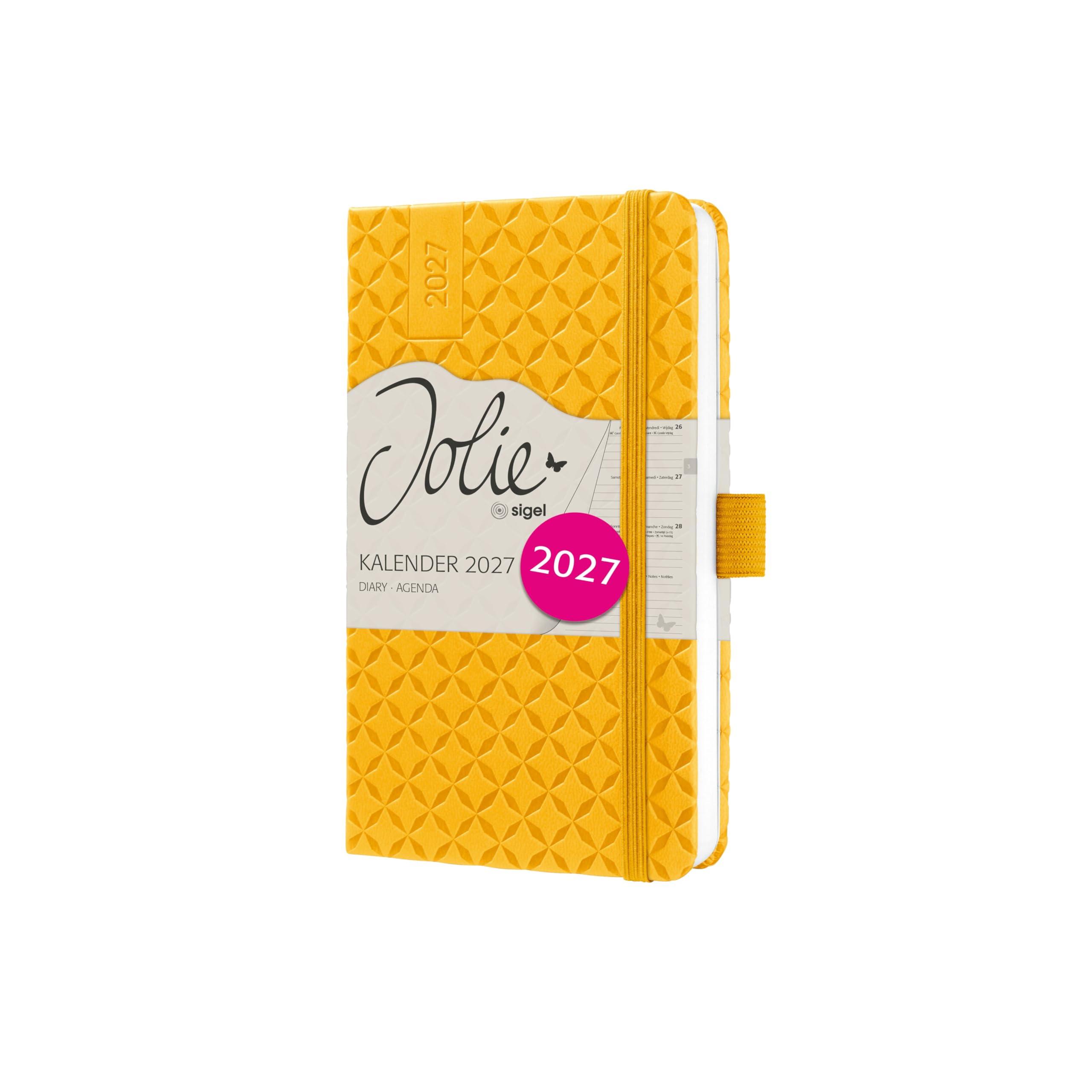 SIGEL 7J116 Weekly planner Jolie 2027-1 year - approx. A6 - Mango Yellow - 2 pages = 1 week - hardcover - 80 gsm - yellow - 174 p. - FSC-certified