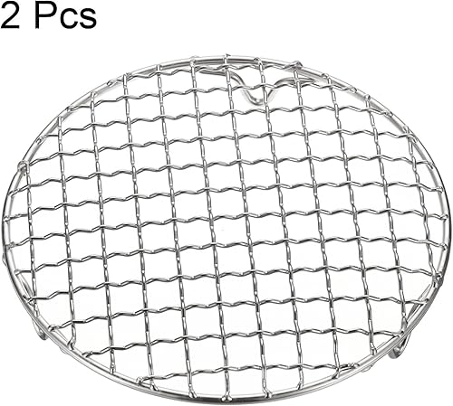 Miniatura 3 de HARFINGTON Rejilla redonda de acero inoxidable 201 con patas de 0.787 in para cocinar al vapor barbacoa 201, 2 uds