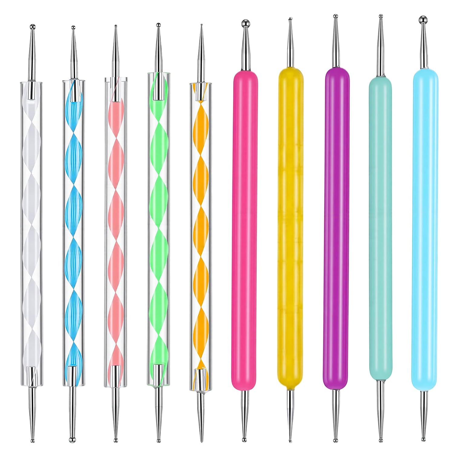 10Pcs Dotting Tools Set, Pattern Tracing Stylus Ball Embossing Stylus for Transfer Paper Ball Tip Clay Tools Different Size Pattern Tracing Stylu Dot Drawing for Pen Rock Painting