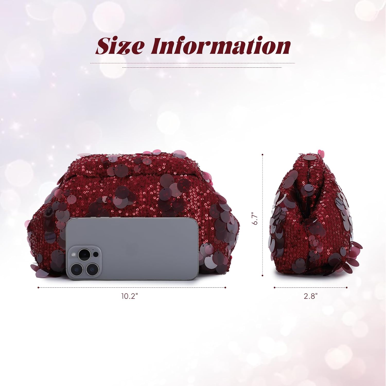 Freie Liebe Sequin Clutch Purse for Women – Sparkly Beaded Evening Bag with Chain for Wedding Party Prom