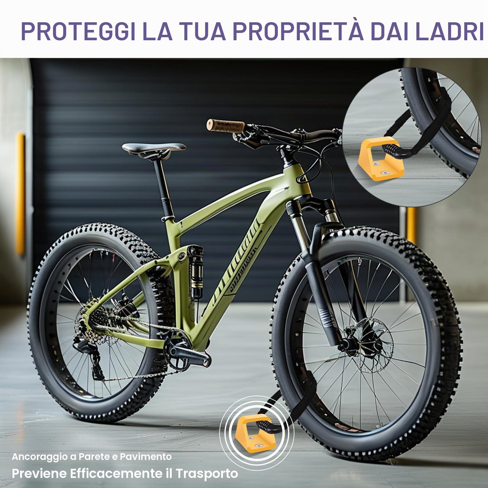 Ancoraggio Muro Bicicletta con Viti in Acciaio Inox 304, 5 mm Spesso Ancoraggio a Catena ad Alta Sicurezza Contro i Furti in Acciaio, Ancoraggio a Terra per Moto e Biciclette(2 Pezzi)