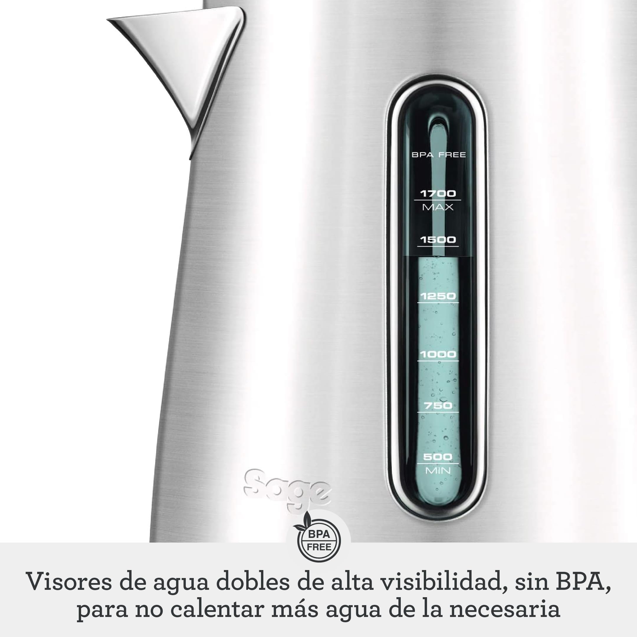 Sage Soft Top Luxe, Hervidor de Agua Eléctrico Silencioso, Tarta Red Velvet | Tapa de Apertura Suave, Construcción de Acero Inoxidable, Doble Visor de Agua sin BPA, Base sin Cable