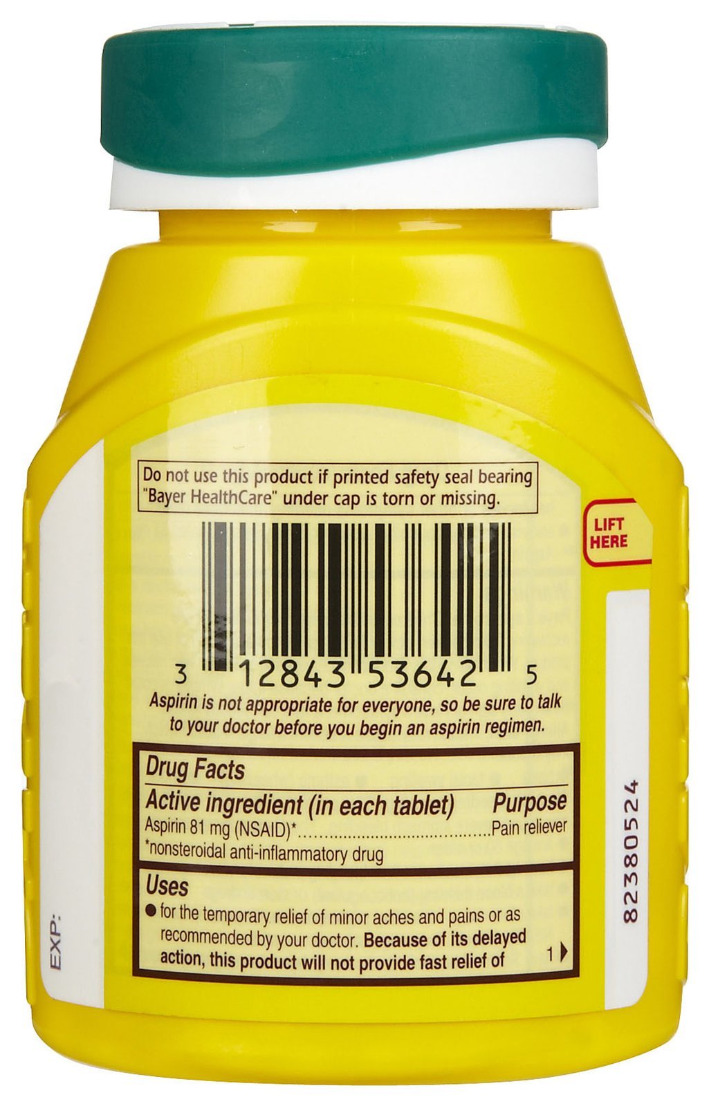 Bayer Aspirin 325 mg, Pain Reliever and Fever Reducer, Powerful Pain Relief of Headache, Muscle Pain, Minor Arthritis Pain, Back Ache, Toothache, and Menstrual Pain, XX Coated Tablets
