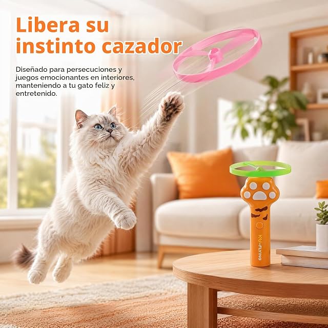 Foto 6 de 8 de Litinliv Juguetes Gatos Interactivo Recargable con 6 Discos Voladores, Pájaro Volador para Gatos de Interior