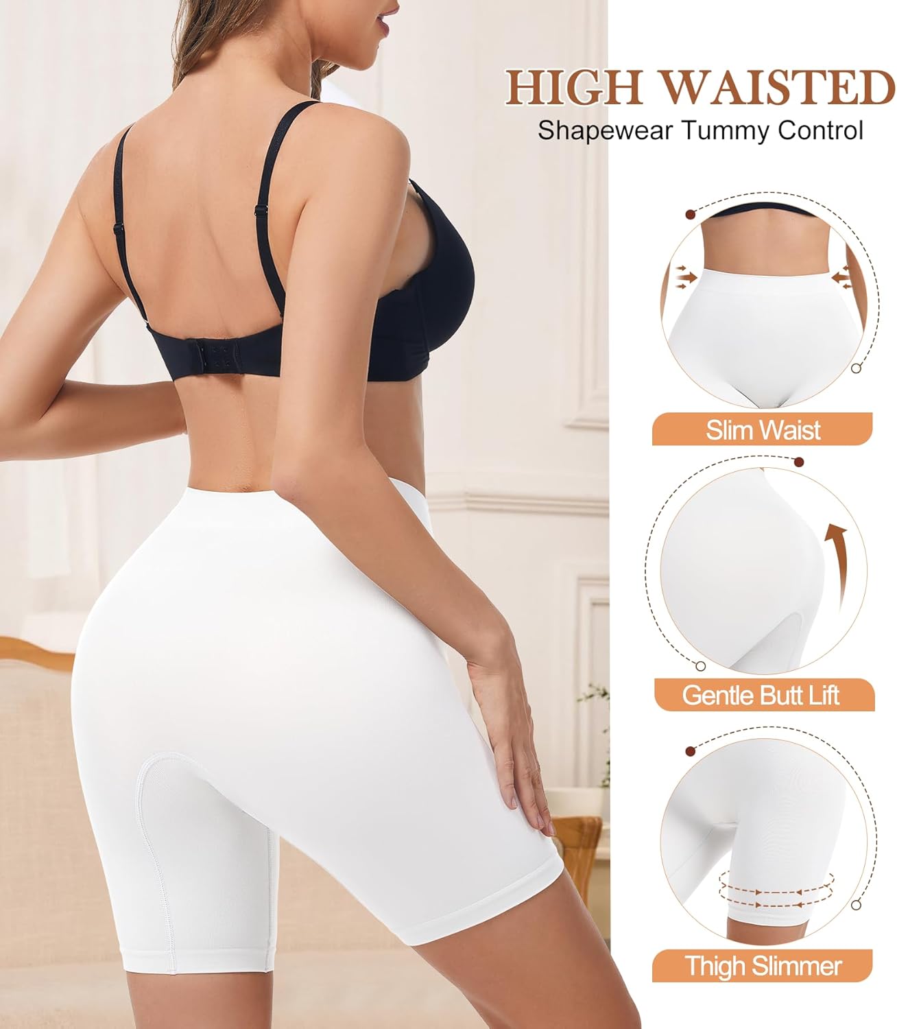 Seamless Slip Shorts for Under Dresses Women High Waist Shapewear Shorts Tummy Control Anti Chafing Underwear - Image 2