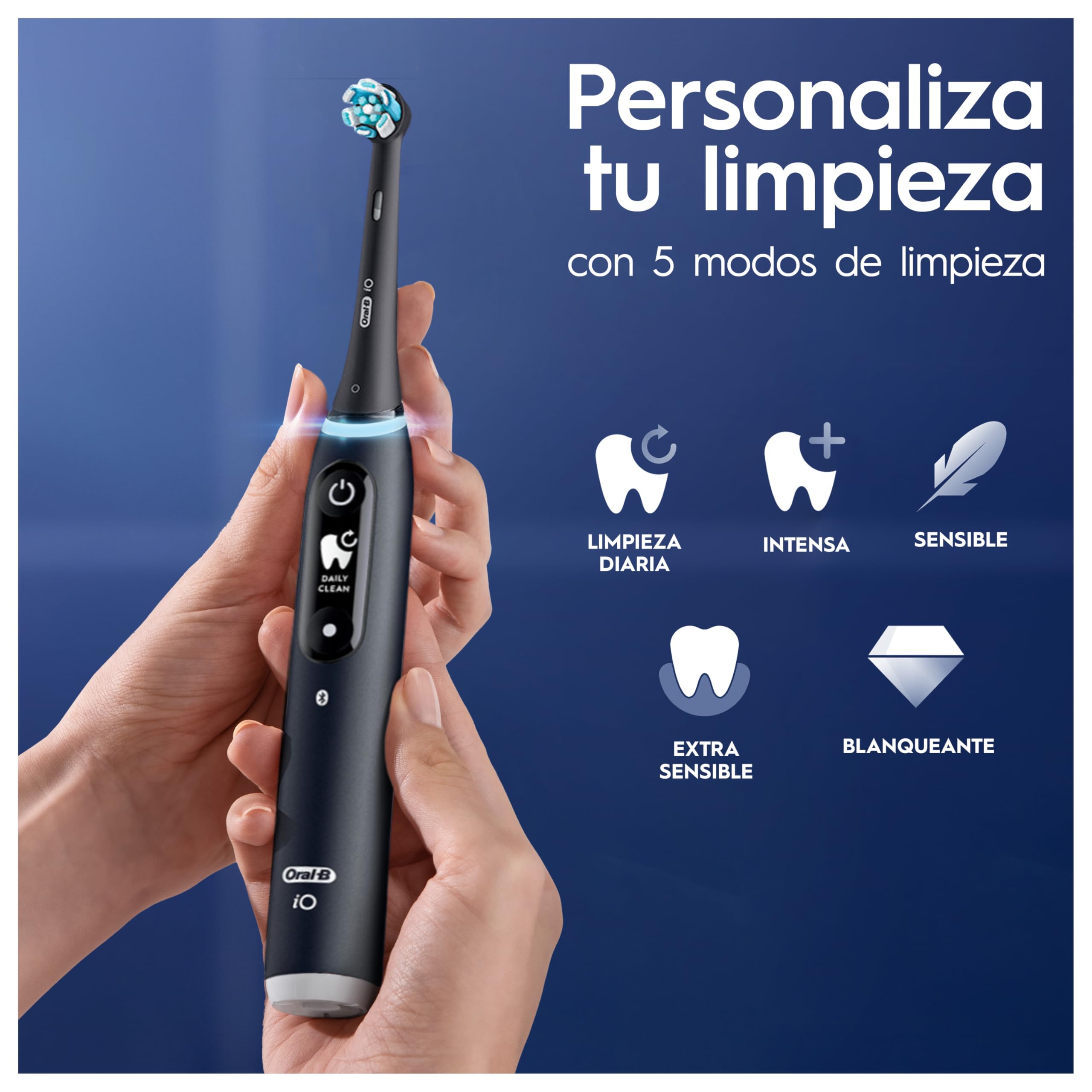 Oral-B iO 6N Cepillo de Dientes Eléctrico con 5 Cabezales, Negro | Cepillo Dental con Estuche de Viaje, Recambios Ultimate Clean, Portarrecambios, 5 Modos de Cepillado