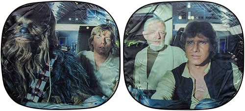 Plasticolor 003747R01 Star Wars Millennium Falcon, pantallas solares con ventosa para ventanilla (2 unidades)