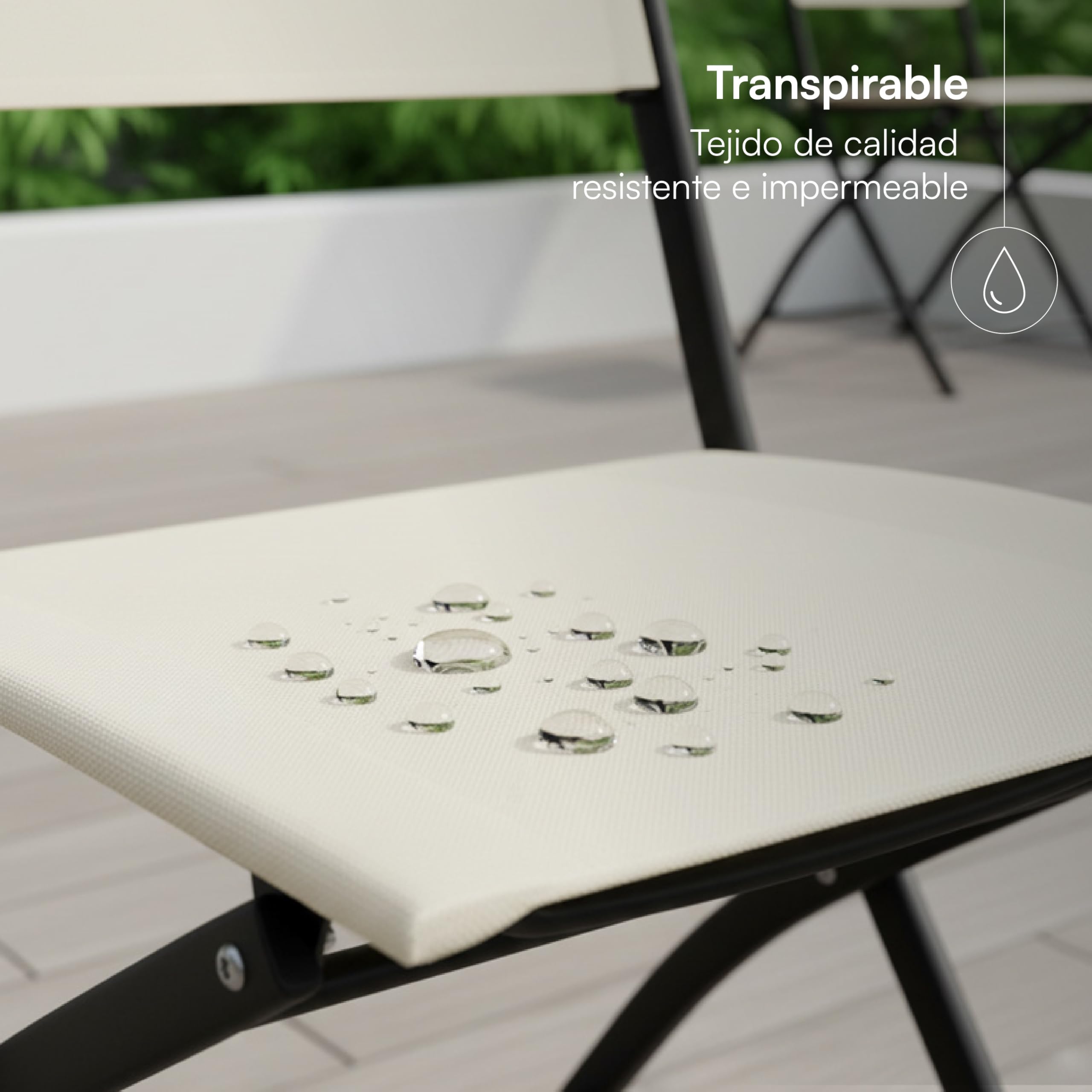 Baroni Home Juego de 4 sillas de exterior plegables, asiento de jardín plegables con tejido impermeable y transpirable, para balcón, terraza y camping, 45 x 45 x 80 cm (beige)