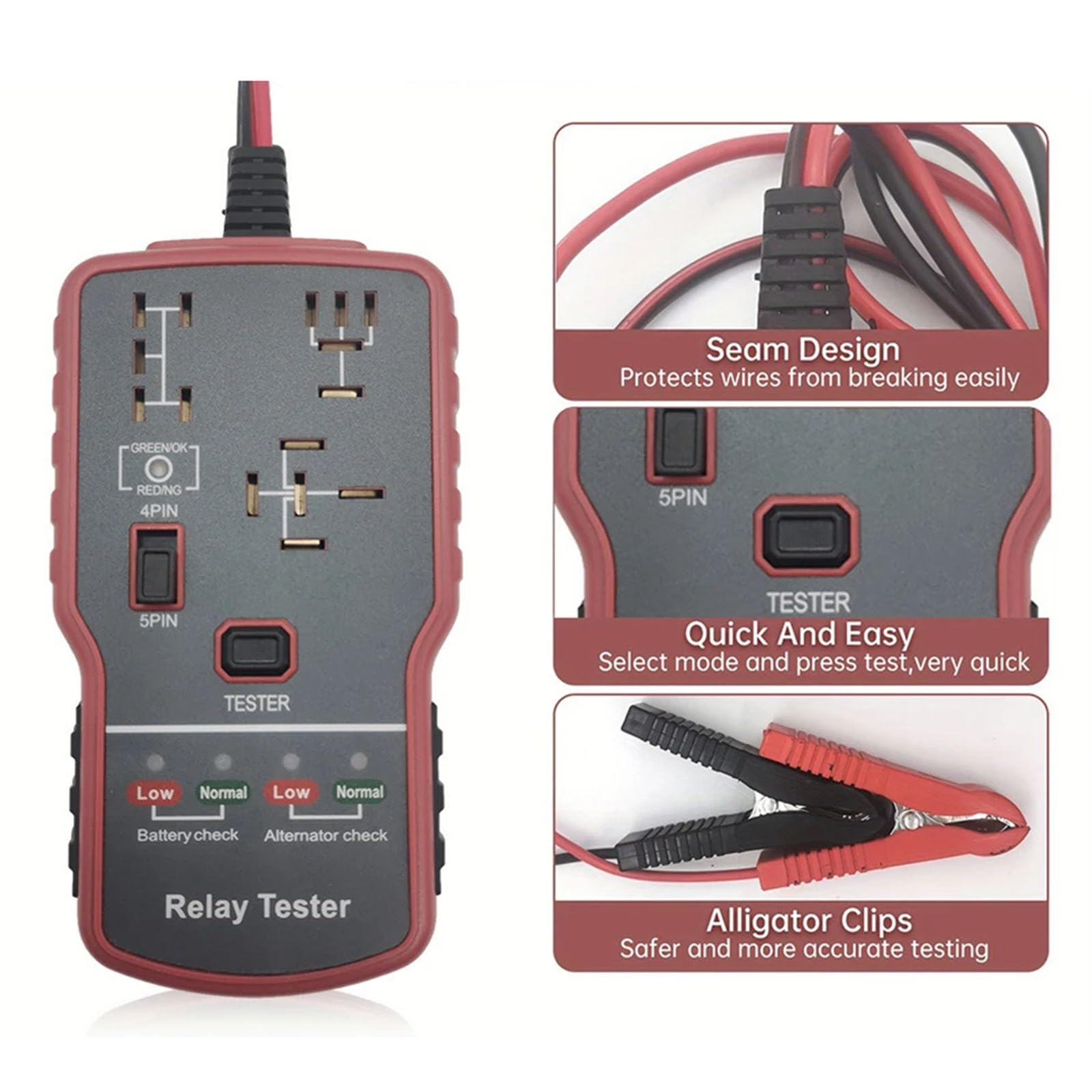 Professional Automotive Relays and Battery Diagnostic Tool Voltages for Quick Fault Detection High Accuracy Tester — view 3