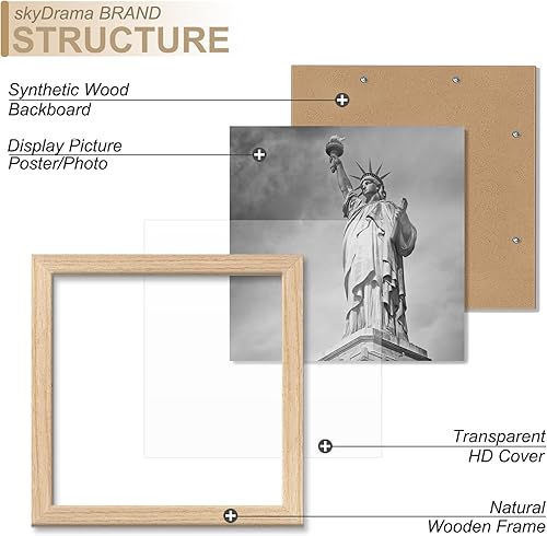 Miniatura 3 de Portarretratos de madera maciza natural de 4 x 4 pulgadas, póster para colgar en la pared vertical y horizontal, paquete de 2 unidades, negro4 x 4