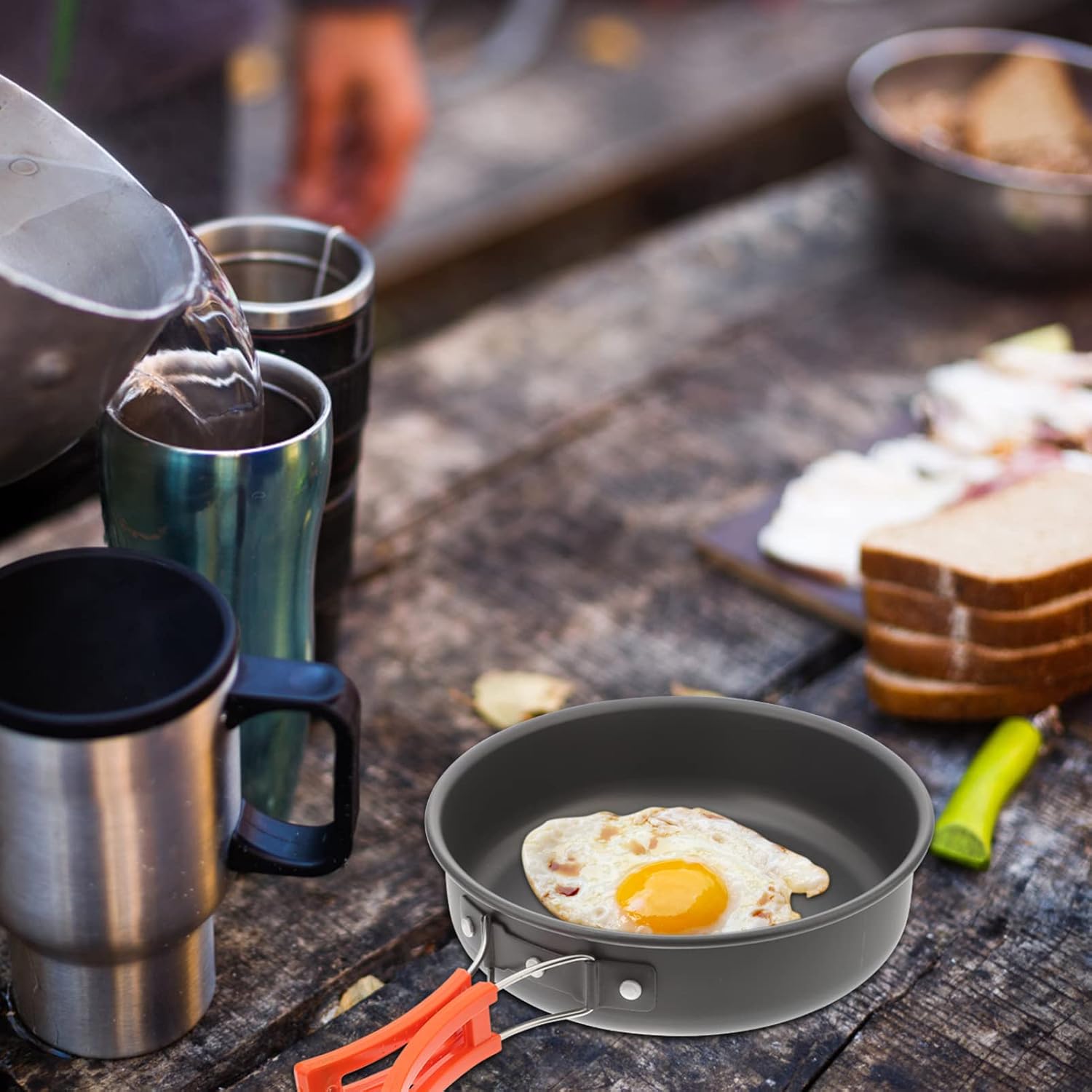 Abaodam Foldable Camping Pot Non-Stick Cooking Pan Lightweight Outdoor Cookware
