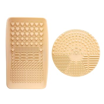 Nanshy Silicone Makeup Brush Cleaner Pad & Makeup Brush Cleaning Palette Glove, Set of 2 Tools for Quick Clean or Deep Cleansing