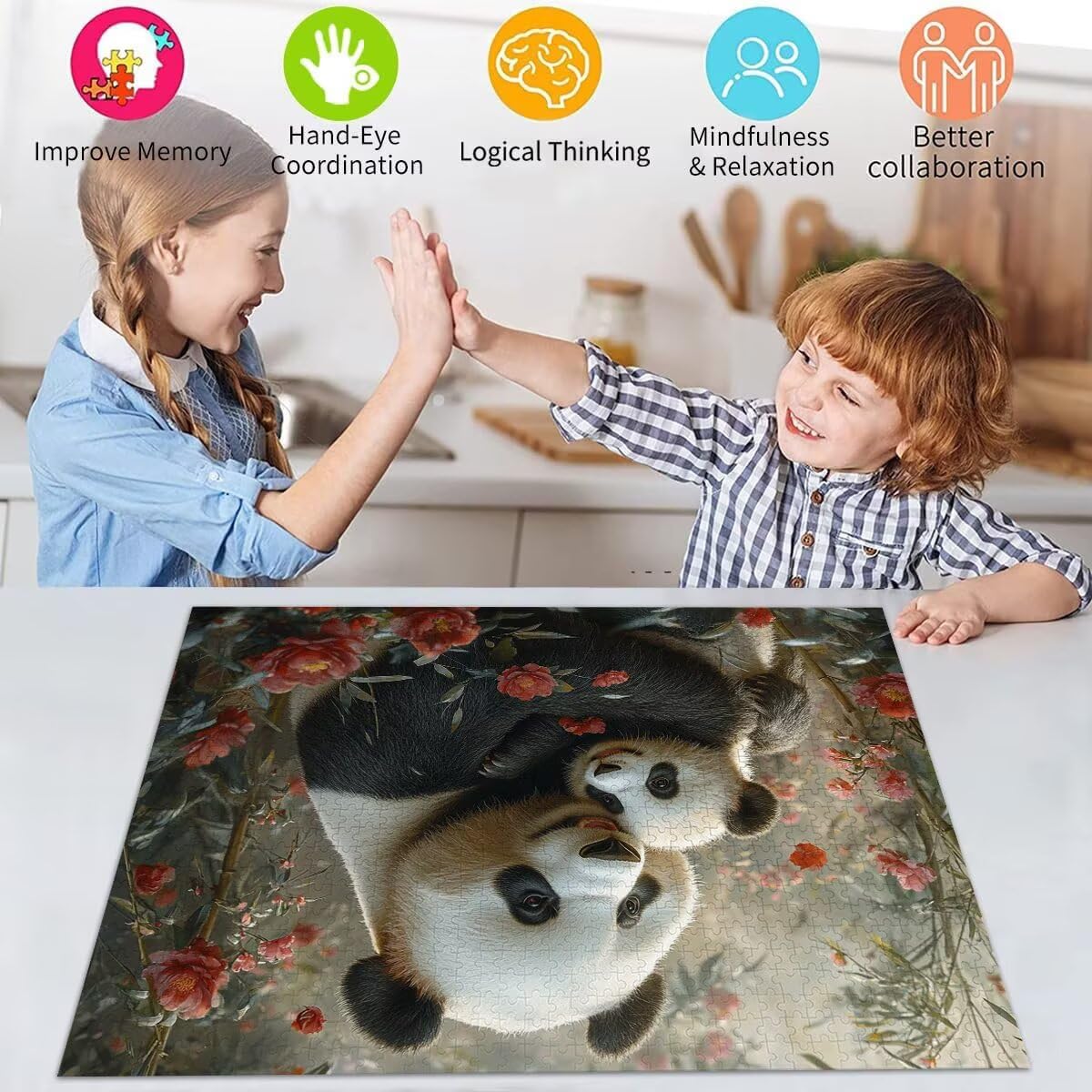Panda Puzzle für Erwachsene Kinder Anspruchsvoll 5000 Teile Impossible Klassische Puzzles Schwer Tier ab 8 9 10 Jahre Mädchen Jungen Jigsaw Kunst Educa, für Dekoration und Geschenke 105x156cm t-971