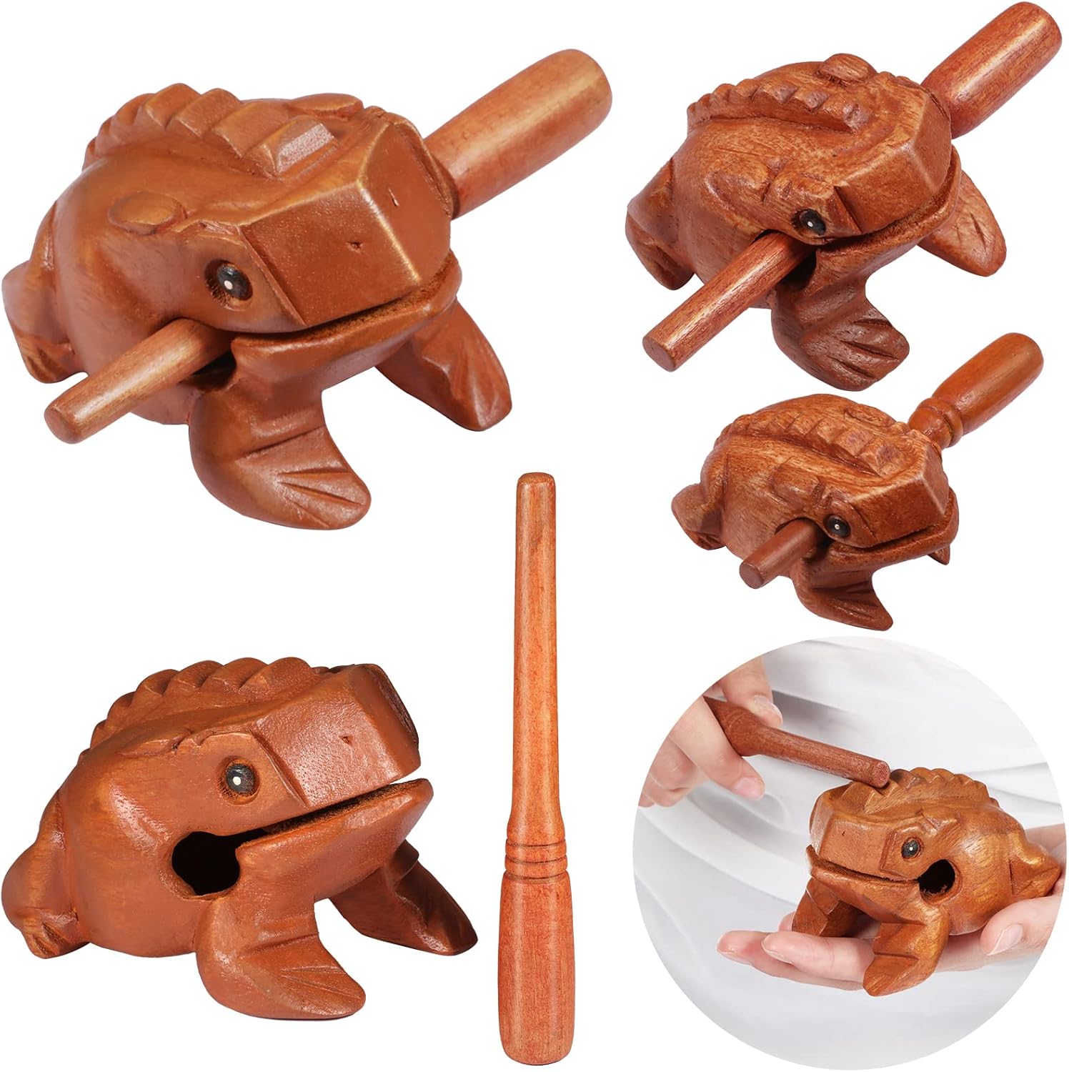 Percussion Instruments Wooden Frog 4 Pieces Set 4.7 Inch