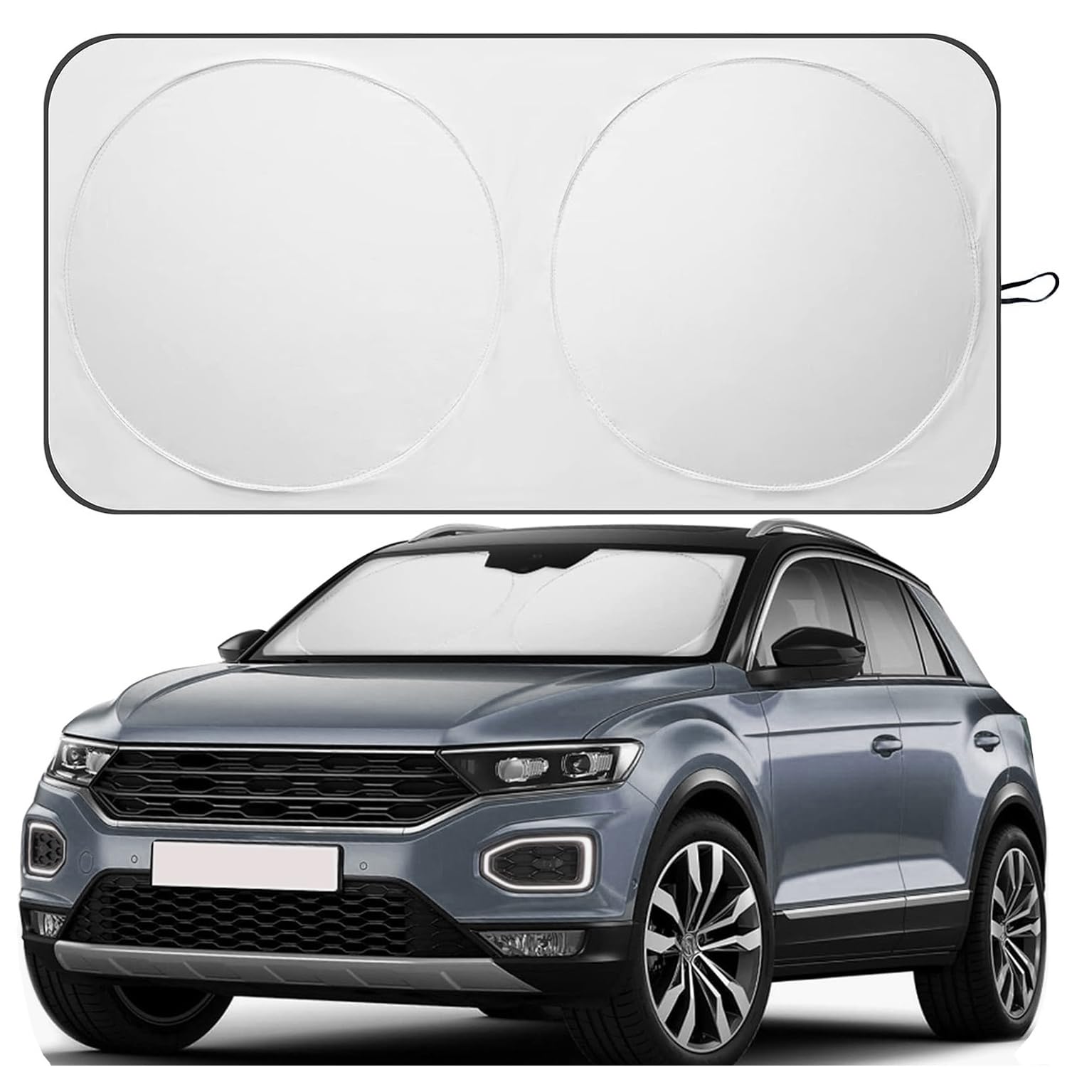 FonsBleaudy Car Windshield Sun Shade Reflector Sunshade Offers Good Protection for Car Interior to Keeps Your Vehicle Cool, Foldable Sun Shield with Storage Pouch (Medium 59"x29.5")