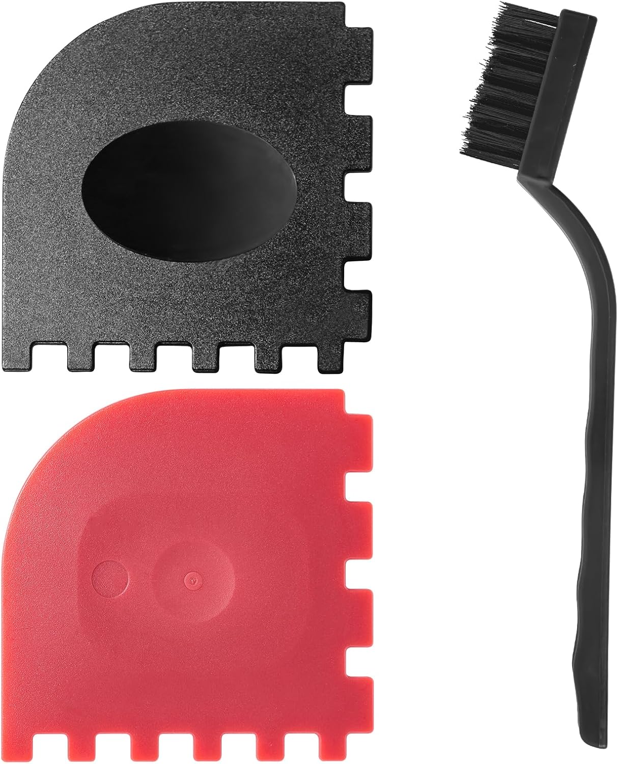 QWQKEFEUNCast Iron & Grill Pan Scraper 3 Pack Set, 2 Multi-Purpose Food Scrapers with 1 Bonus Cleaning Brush, Non-Scratch Burnt Food Remover Tool for Skillet, Griddle and Cast Iron Cookware