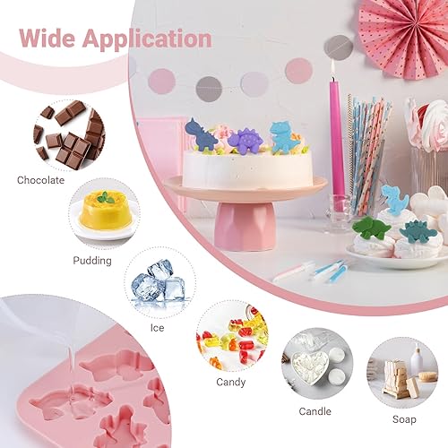 Miniatura 7 de Beasea Moldes de silicona para chocolate, 2 piezas de mini lindos dinosaurios, caramelos, cubitos de hielo, moldes de silicona para hornear moldes