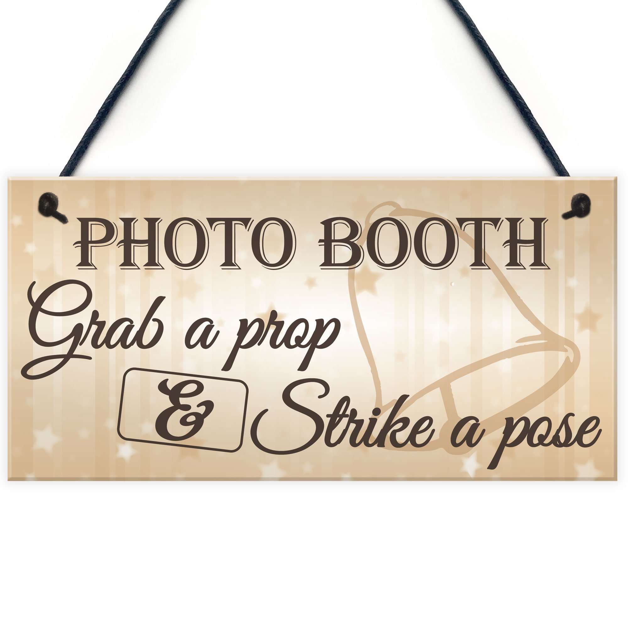 Red Ocean Photo Booth Grab A Prop & Pose Cute Hanging Wedding Day Sign Decoration Plaque