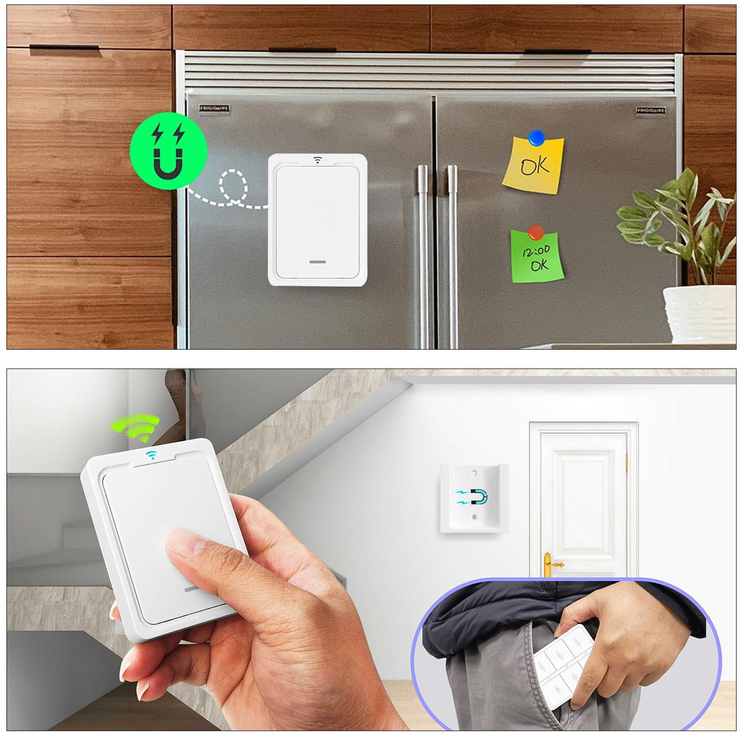 Kit de Interruptor de Luces Inalámbricas, Interruptor Inalámbrico Receptor Relé 220V 2000W RF Control Remoto Hasta 150M Mando Distancia para Luces y Electrodomésticos, No se requiere WiFi