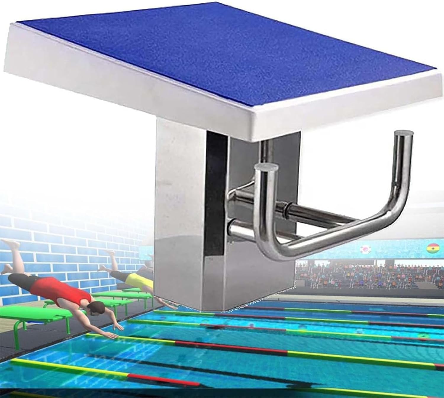 Heavy Duty Standard Pool Diving Board - Non-Skid, Square Base, Grade Training Platform with Fittings for Pools and Dive s
