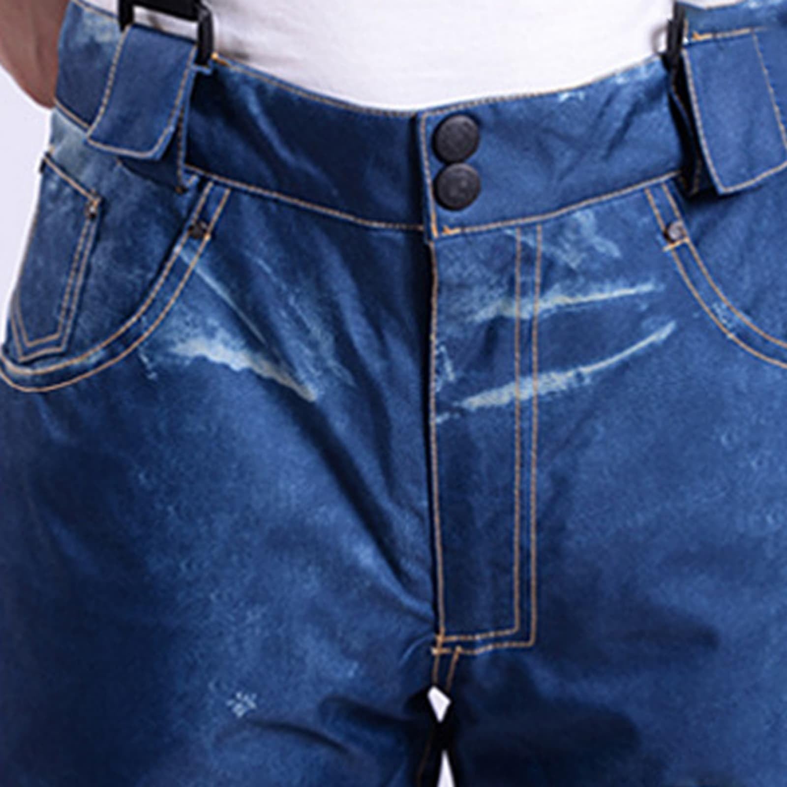 Pantalon de Ski pour Homme Jeans de Snowboard-Imperméable Chaud Coupe-vent et Epaissie Casual Bretelles de Ski en Jean imperméable et Respirant pour Homme pantalon de harnais pantalon de ski