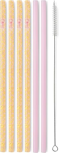 Miniatura 30 de Swig Life Pajillas reutilizables Bazaar + Juego de pajita alta color turquesa y cepillo de limpieza, cada pajita mide 10.25 pulgadas de largo