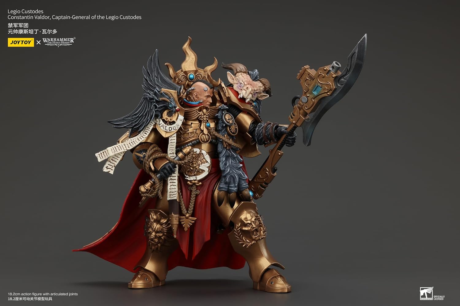 JOYTOY Warhammer 40k 1/18 Action Figure Legio Custodes Constantin Valdor Captain-General of The Legio Custodes Collectible Gifts,Toys for Kids 15+ and Adults 7.17-inch