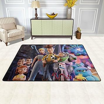 Amazon トイストーリー ラグ カーペット 防ダニ抗菌防臭洗えるラグマット おしゃれ滑り止め付防音絨毯 フランネルふわふわカーペット オールシーズン 北欧 長方形ラグ 長さ1cm 幅さ1cm Karty ラグ
