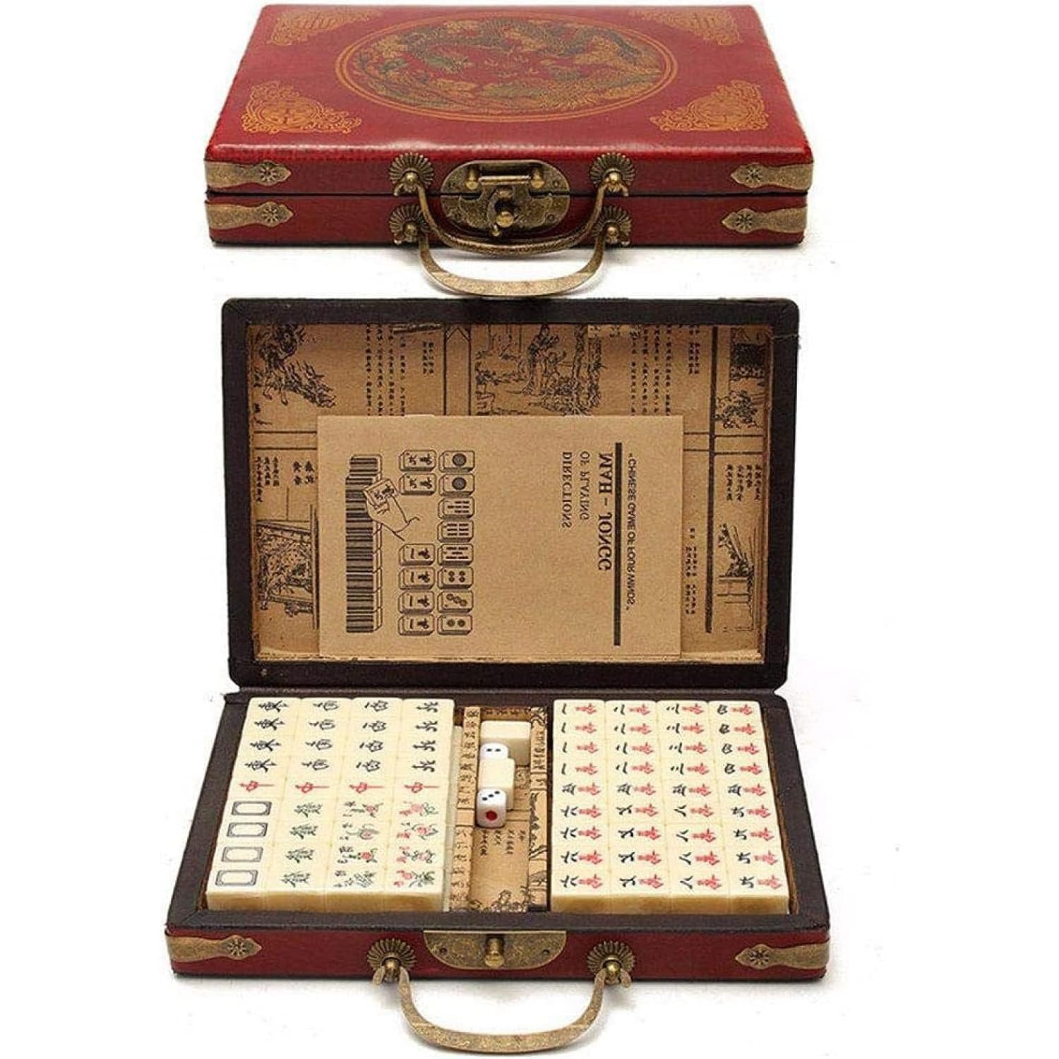 Mahjong Gioco Da Tavolo, Mini Juego de Mahjong Tradicional Chino portátil, Adecuado para Juegos Familiares, Fiestas, Juegos Divertidos para Adultos para Pasar el Tiempo