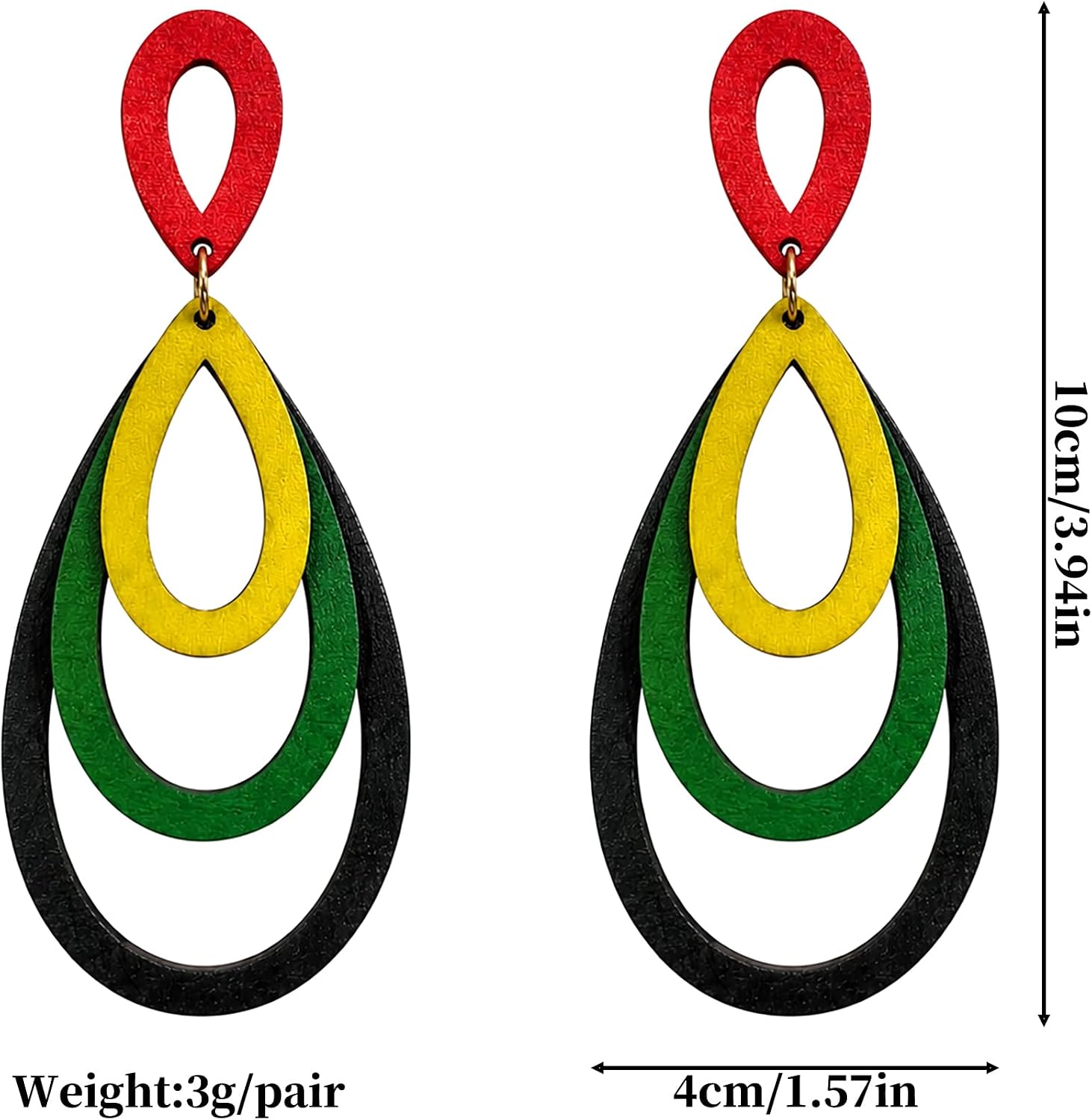 Lightweight Boho Colorful Wooden Teardrop Dangle Earrings image 5