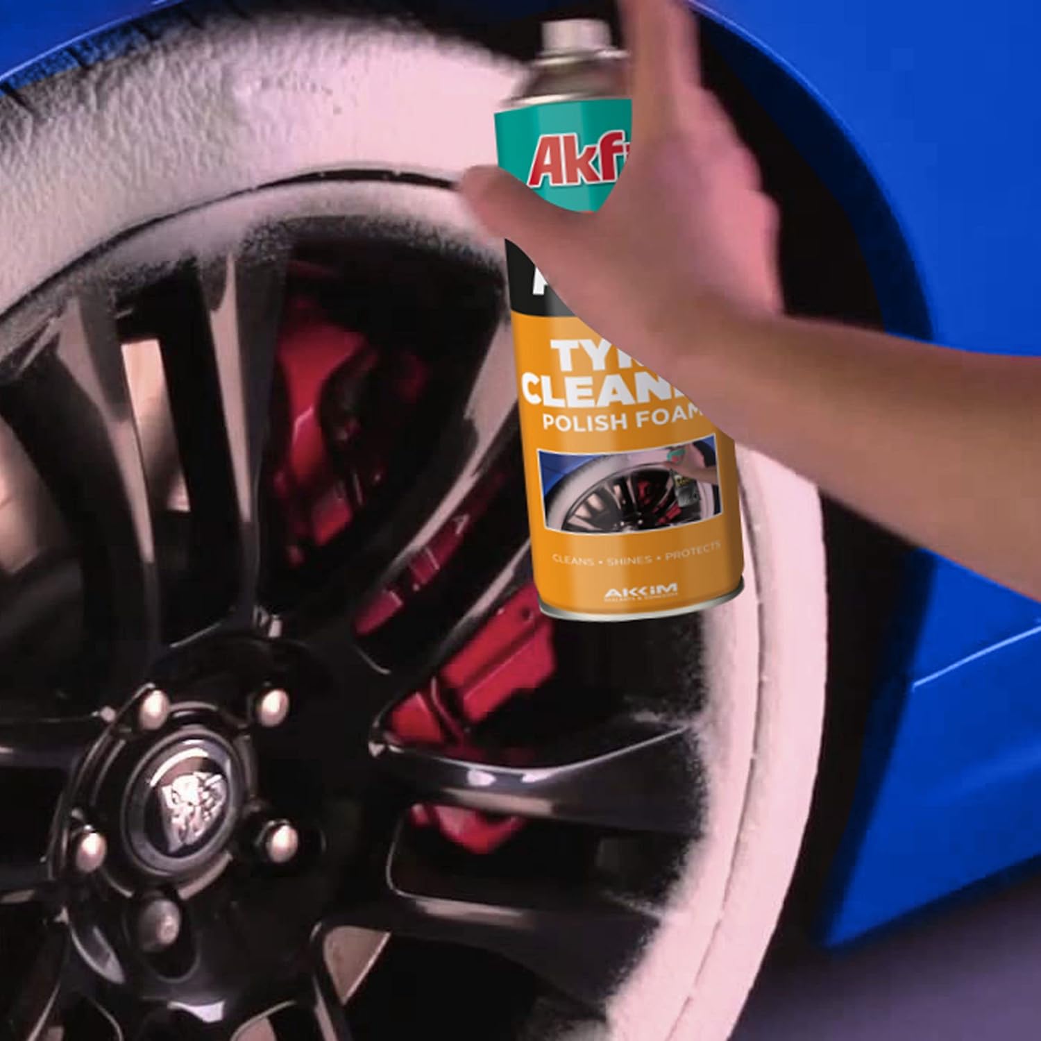 Akfix Spray Foam Tire Cleaner - Aerosol Tyre Cleaner for Car, Motorcycle and Bicycle - Black Rubber Tire Protectant & Automotive Polish | 2 Pack - 16.9 Oz. Cartridge : Automotive