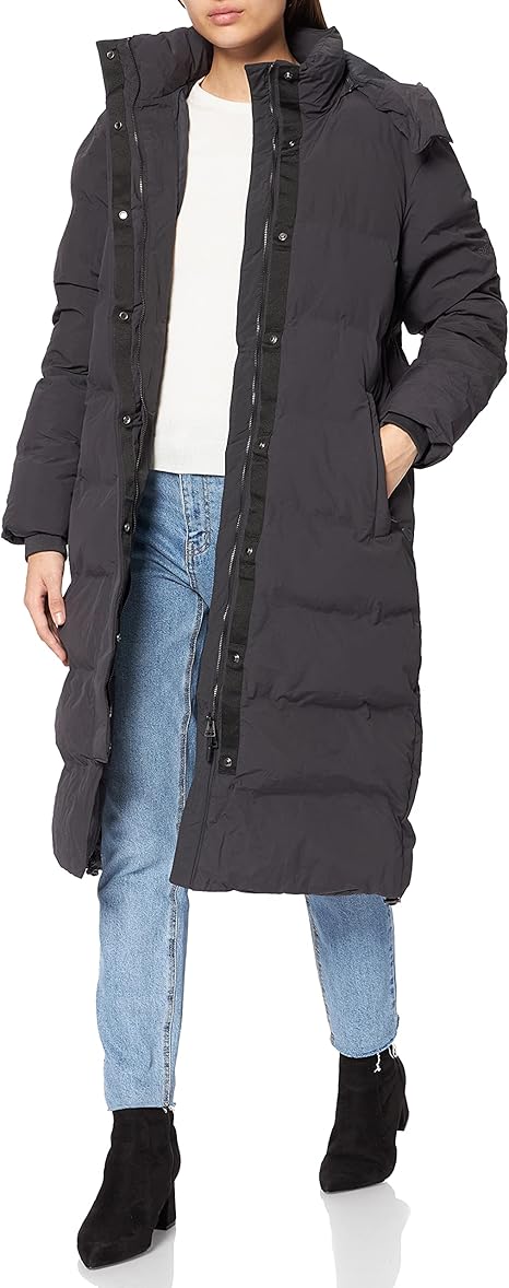 longline black padded jacket